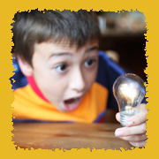 Kid with light bulb